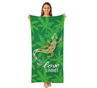 True Face Beach Towel Microfibre Sand Free Lightweight Quick Dry Towel, Super Absorbent, Compact & Travel-Friendly Soft Printed Camping Towel for Beach Towels for Adults Lizard 70 X 150 cm