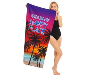 True Face Beach Towel Microfibre Sand Free Lightweight Quick Dry Towel, Super Absorbent, Compact & Travel-Friendly Soft Printed Camping Towel for Beach Towels for Adults Palm Trees 70 X 150 cm