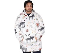 True Face Blanket Hoodie Unisex Oversized Ultra Plush Soft Giant Ladies Sherpa Hooded Long Sweatshirt Rein Deer One Size