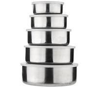 True Face Bowl Set 5 Pcs Stainless Steel Food Storage Bowls with 5 Lids Set Cover Nesting Bowls with Lids