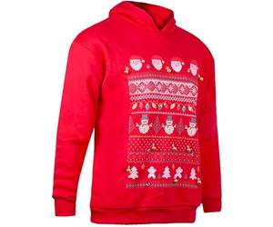 True Face Christmas Hoodie Mens Funny Novelty Pullover Hoody 3D Printed Ladies Xmas Light Up Jumper Lightening LED Lights Long Sleeve Women Sweatshirt Pull Over Lighting Adult Hooded Top
