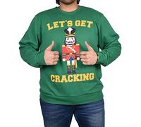 True Face Christmas Jumper Pullover Sweatshirts Novelty Xmas Print Long Sleeve Crew Neck Body Warmer Top Green - Guard XL