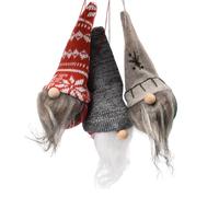 True Face Christmas Ornaments 3 Pieces Tree Hanging Pendants Gnome Plush Gonk Santa Doll Xmas Decoration (Pack of 3)