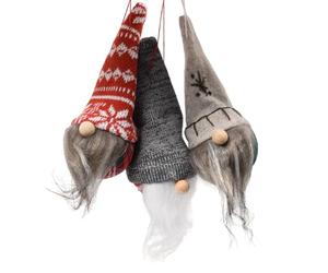 True Face Christmas Ornaments 3 Pieces Tree Hanging Pendants Gnome Plush Gonk Santa Doll Xmas Decoration (Pack of 3)