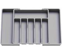 True Face Cutlery Tray Expandable Organizer Adjustable Plastic Kitchen Drawer Storage Box Utensil & Silverware Holder with Compartments for Neat Organization Grey