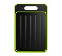 True Face Cutting Board Double Sided 21x31cm Multi Function Food Tray Rapid Thawing Plate with Sharpener Aluminum Alloy Grinding Chopping Board for Defrost and Thaw Meat and Food Black Green