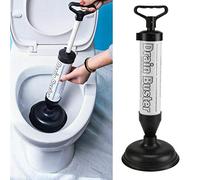 True Face Drain Unblocker Buster Plunger with 2 Cups Drainage Toilet Sink Powerful Clog Remover Rubber Sucker Air Pump Clear Blockages for Bathroom Kitchen Home