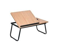 True Face Foldable Laptop Bed Table with Cup Holder & Anti-Slip Baffle - Adjustable Bed Desk for Eating, Reading, Writing - Portable Bed Tray Table for Sofa, Floor & Office Use Brown One Size