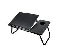 True Face Foldable Laptop Bed Table with Cup Holder & Anti-Slip Baffle - Adjustable Bed Desk for Eating, Reading, Writing - Portable Bed Tray Table for Sofa, Floor & Office Use Black One Size