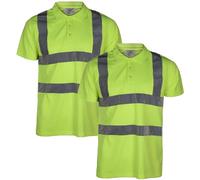 True Face Hi Vis T-Shirt High Viz Visibility Short Sleeve Safety Work Crew Neck Workwear Top (2 Pack Yellow-1722, Large)