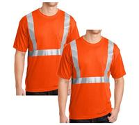 True Face Hi Vis T-Shirt High Viz Visibility Short Sleeve Safety Work Crew Neck Workwear Top (2 Pack Orange, 2X-Large)