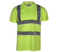 True Face Hi Vis T-Shirt High Viz Visibility Short Sleeve Safety Work Crew Neck Workwear Top Yellow-1722 Medium