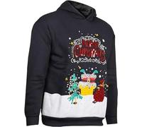 True Face Kids Christmas Hoodie Funny Novelty Pullover Hoody 3D Printed Christmas Light Up Jumper Lightening Xmas Hoodies LED Lights Sweatshirt Pull Over Lighting Hooded Top Black 13/14 Year
