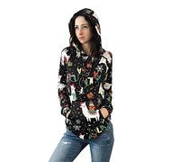 True Face Kids Christmas Pullover Hoodie Jumper Long Sleeve Slim Fit Hooded Top Xmas Print Sweatshirt Winter Gift for Kids (Black, 11-12 Years)