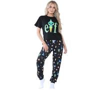 True Face Kids Christmas Pyjamas Set Printed Short Sleeve Top Crew Neck Two Pieces T-Shirt Trouser Set Kid Pajamas Set Sleepwear Pj Loungewear Black 11-12 Years