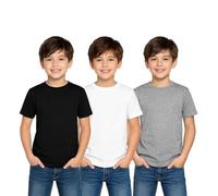 True Face Kids Plain T-Shirts Multipack Soft Cotton Blend Short Sleeve Basic Tee for Boys & Girls Breathable Everyday Crewneck Shirts School Uniform Undershirt 3 Pack & 7 Pack
