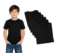True Face Kids Plain T-Shirts Multipack Soft Cotton Blend Short Sleeve Basic Tee for Boys & Girls Breathable Everyday Crewneck Shirts School Uniform Undershirt 7 Pack Black 9-10 Years