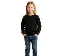 True Face Kids Sweatshirt Crew Neck Jumper Long Sleeve Cotton Pullover Plain Sweater Ribbed Cuff Boys School Uniform Top Black 11/12 Years