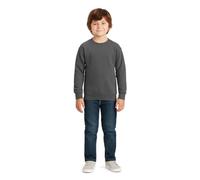 True Face Kids Sweatshirt Crew Neck Jumper Long Sleeve Cotton Pullover Plain Sweater Ribbed Cuff Boys School Uniform Top Charcoal 7/8 Years