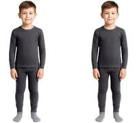 True Face Kids Thermal Set Pack Of 2 Bottom Underwear Long Sleeve Vest Boys Thermal Long Johns Charcoal - Full Set 2 Pack 12-13 Years