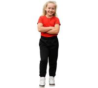 True Face Kids Trouser Fleece Jogging Bottoms PE Sweatpants Multi Pockets Drawstring Elasticated Joggers Cuffed Girls Boys Plain Sports School Pants Black 1-2 Years