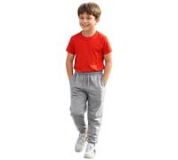 True Face Kids Trouser Fleece Jogging Bottoms PE Sweatpants Multi Pockets Drawstring Elasticated Joggers Cuffed Girls Boys Plain Sports School Pants Grey 1-2 Years