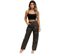 True Face Ladies Cargo Trousers - 8 Pocket Combat Pants for Women, Regular Fit Straight Leg, Casual Utility Workwear Polycotton Bottoms Black 12