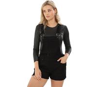 True Face Ladies Dungaree Denim Stretchable Women Sleeveless Jeans Short Dress Braces Hot Pants Black 12