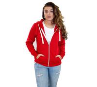 True Face Ladies Hoodie Zip Up Plain Womens Sweatshirt Fleece Full Zipper Hooded Long Sleeve Zipped Top Red XXL 2XL XX-Large