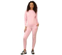 True Face Ladies Plain Lounge Wear Set - Long Sleeve Casual Comfy Two Piece Womens Tracksuit, Soft Breathable Fabric, Relaxed Fit Top & Slim Fit Bottoms, Ideal for Lounging & Casual Wear Baby Pink M