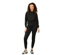 True Face Ladies Plain Lounge Wear Set - Long Sleeve Casual Comfy Two Piece Womens Tracksuit, Soft Breathable Fabric, Relaxed Fit Top & Slim Fit Bottoms, Ideal for Lounging & Casual Wear Black S