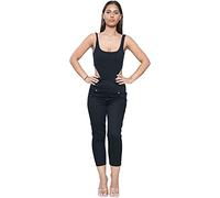 True Face Ladies Trousers Cropped 3/4 Length Half Elasticated Waist Capri Women Cropped Pants (10-12, Black - 5500)