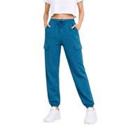 True Face Ladies Trousers Fleece Womens Joggers Cargo Combat Bottoms Casual Elasticated Women Sweatpants with Pockets Teal S