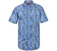 True Face Men’s Hawaiian Shirt Slim FitCasual Beach Shirt for Summer with Front Pocket Funky Palm Tree Floral Pineapple Print Perfect for Holidays Beach Parties Lightweight Top Grey - 033 L