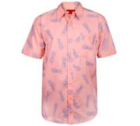 True Face Men’s Hawaiian Shirt Slim FitCasual Beach Shirt for Summer with Front Pocket Funky Palm Tree Floral Pineapple Print Perfect for Holidays Beach Parties Lightweight Top Coral - 032 XXL