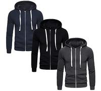 True Face Men’s Hoodie | Comfortable Zip-Up Hooded Top | Long Sleeve Jacket with Ribbed Cuff | Hoodies are Ideal Weekend Wear (Assorted-31-3 Pack, M)