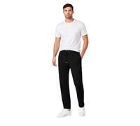 True Face Men’s Open Hem Fleece Jogging Bottoms - Elasticated Joggers with Adjustable Drawstring, 3 Pockets - Comfortable Gym Pants & Casual Lounge Trousers Black 2X-Large