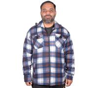 True Face Men’s Padded Sherpa Jacket Fur Lined Lumberjack - Thick Casual Work Shirt with Hood, Warm & Durable Flannel Style for Outdoor & Everyday Wear Blue Orange XL