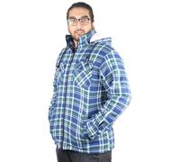 True Face Men’s Padded Sherpa Jacket Fur Lined Lumberjack - Thick Casual Work Shirt with Hood, Warm & Durable Flannel Style for Outdoor & Everyday Wear Green Blue 3XL