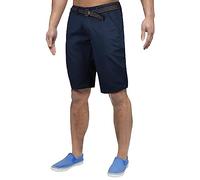 True Face Men Shorts Stretchable Chino Cotton Slim Fit Shorts Zip Fly Summer Half Pants with Belt Casual Knee Length Bottoms with Pockets Navy 34