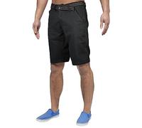 True Face Men Shorts Stretchable Chino Cotton Slim Fit Shorts Zip Fly Summer Half Pants with Belt Casual Knee Length Bottoms with Pockets Black 32
