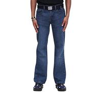 True Face Men's Bootcut Jeans - Straight Leg Regular Fit Denim Trousers, Zip Fly, Flared Stretch Bell Bottom with Multiple Pockets & Free Belt Boot Cut Jeans for Men UK Dark Wash 38W / 34L