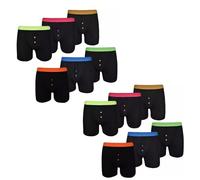 True Face Mens Boxers Neon Trunks Soft Shorts Underwear Multipack Black Neon - 12 Pack XL