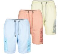 True Face Mens Cargo Shorts Summer Casual Lightweight Elastic Waist Drawstring Pockets Knee-Length Shorts for Men, Comfortable Combat Style, Perfect for Beach, Outdoor, Sports Sky, Sage, Peach S