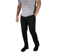 True Face Mens Chino Regular Fit Jeans Stretch Trousers Straight Leg Pants Casual Work Cotton Zip Fly Bottoms Black 36W / 34L