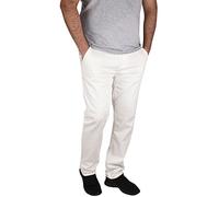True Face Mens Chino Regular Fit Jeans Stretch Trousers Straight Leg Pants Casual Work Cotton Zip Fly Bottoms White 34W / 34L