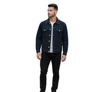 True Face Mens Denim Jacket Long Sleeve Casual Wear Loose Fit Outerwear Lightweight Outdoor Top Dark Wash 5XL