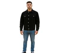 True Face Mens Denim Jacket Long Sleeve Casual Wear Loose Fit Outerwear Lightweight Outdoor Top Jet Black 4XL XXXX-Large