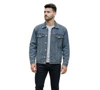 True Face Mens Denim Jacket Long Sleeve Casual Wear Loose Fit Outerwear Lightweight Outdoor Top Stone Wash Blue 6XL XXXXXX-Large