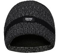 True Face Men's hat Thin Insulation Warm Cap Lined Woolly Knitted Insulate Head Wear (Black Melange, One Size)